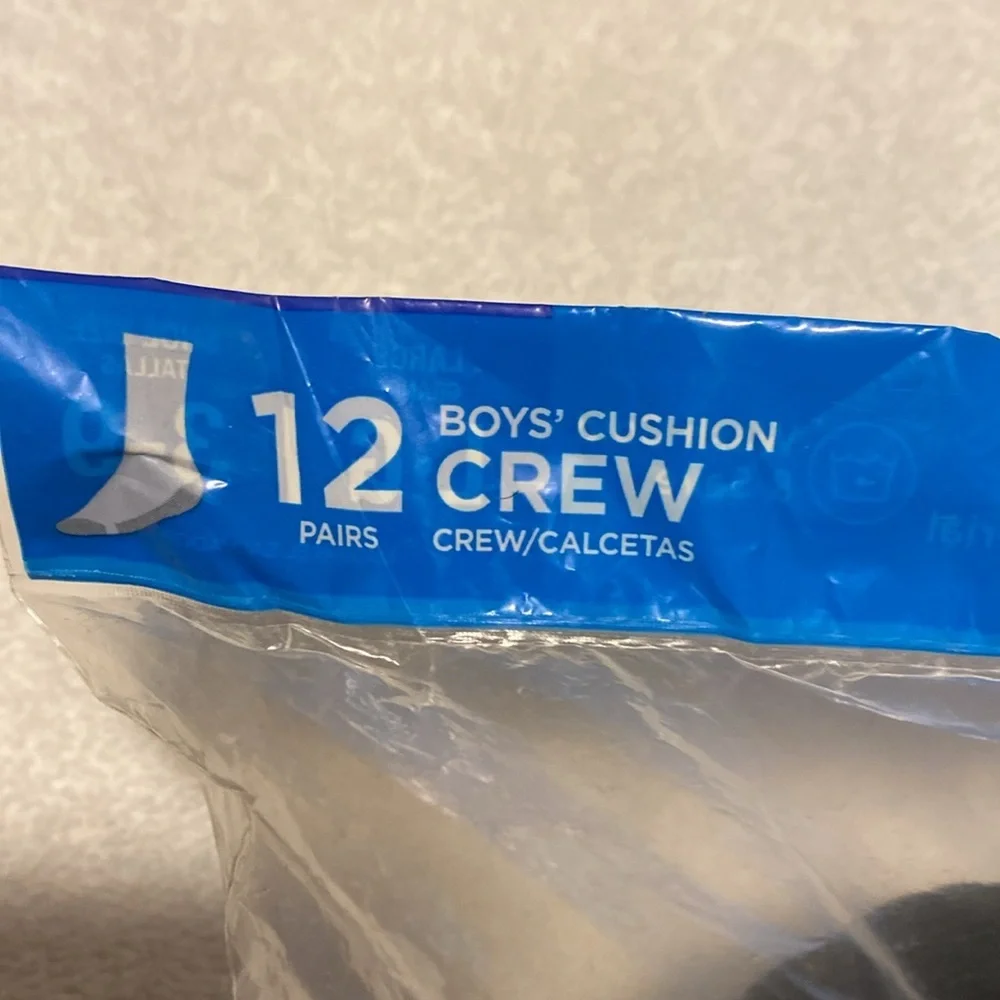 Hanes Boys' Cushion Crew‎ Socks - 12 Pack